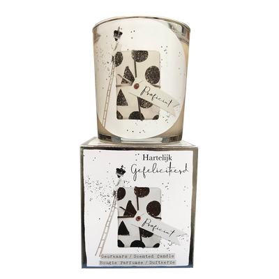 geurkaars in giftbox gefeliciteerd gift zilver