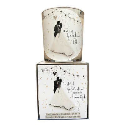 geurkaars in giftbox huwelijk zilver