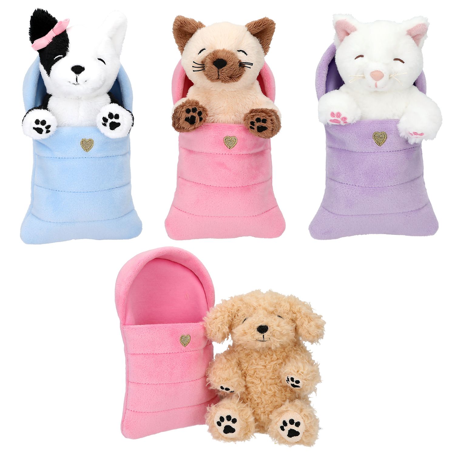 TOPModel pluchen hond en kat in slaapzak