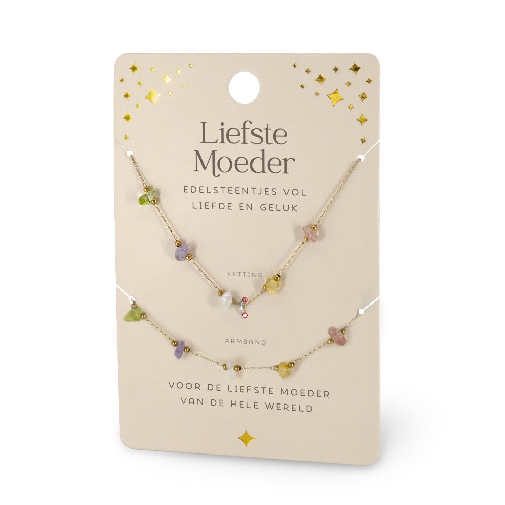 Edelsteen ketting &amp; armband set liefste moeder
