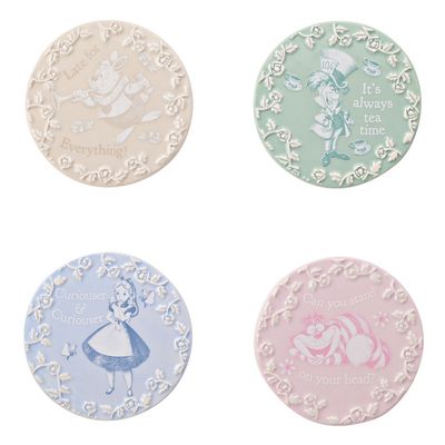 Set van 4 keramieken onderleggers Alice in Wonderland