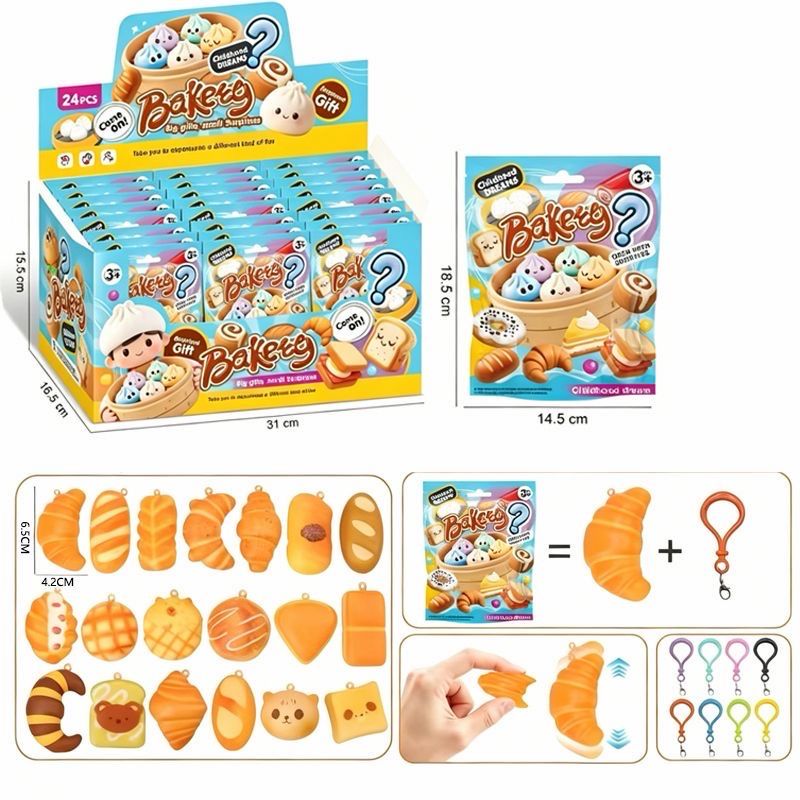 Squishy blind box pastries sleutelhanger 4-6cm