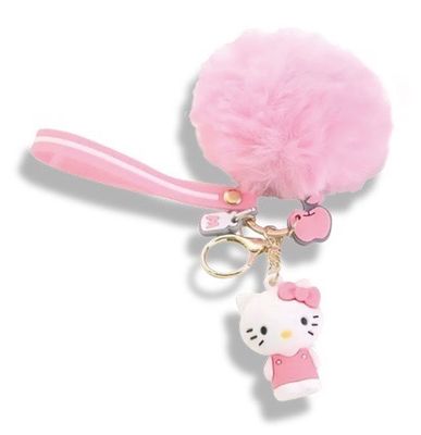 Hello kitty sleutelhanger pompom design