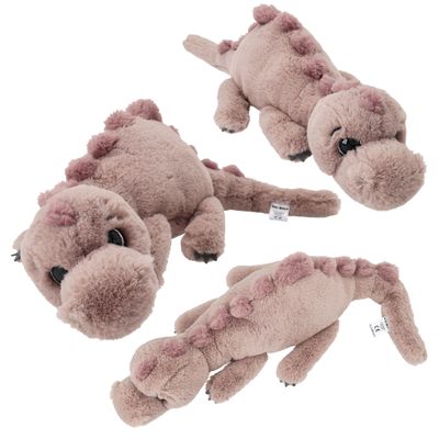 Dino World knuffel dino liggend lichtbruin 50 cm