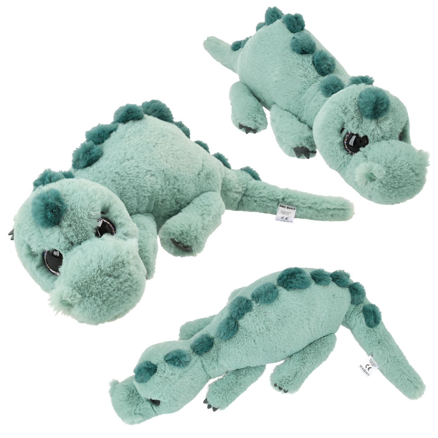 Dino World knuffel dino liggend lichtgroen 50 cm