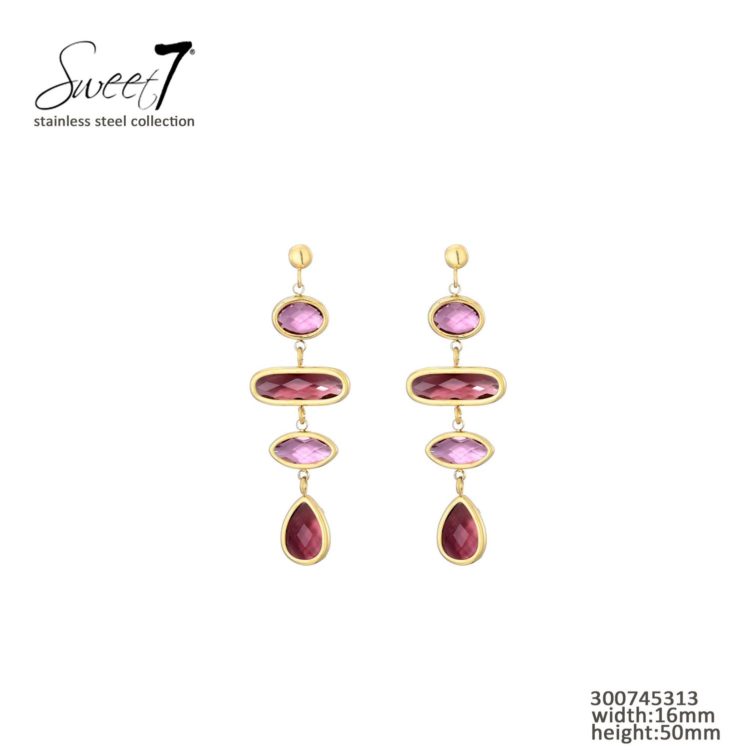 Oorbellen Dorien pink/bordeaux