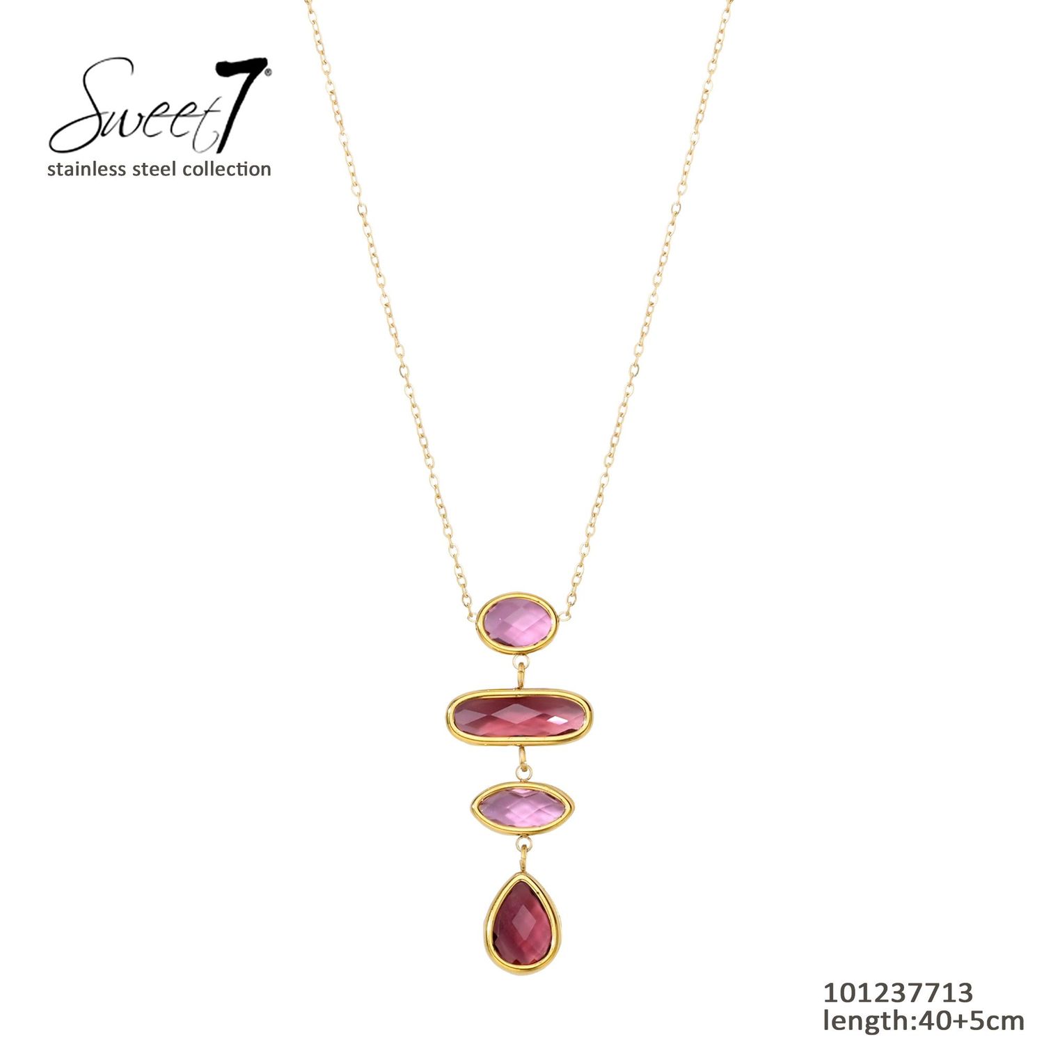 Ketting Dorien pink/bordeaux