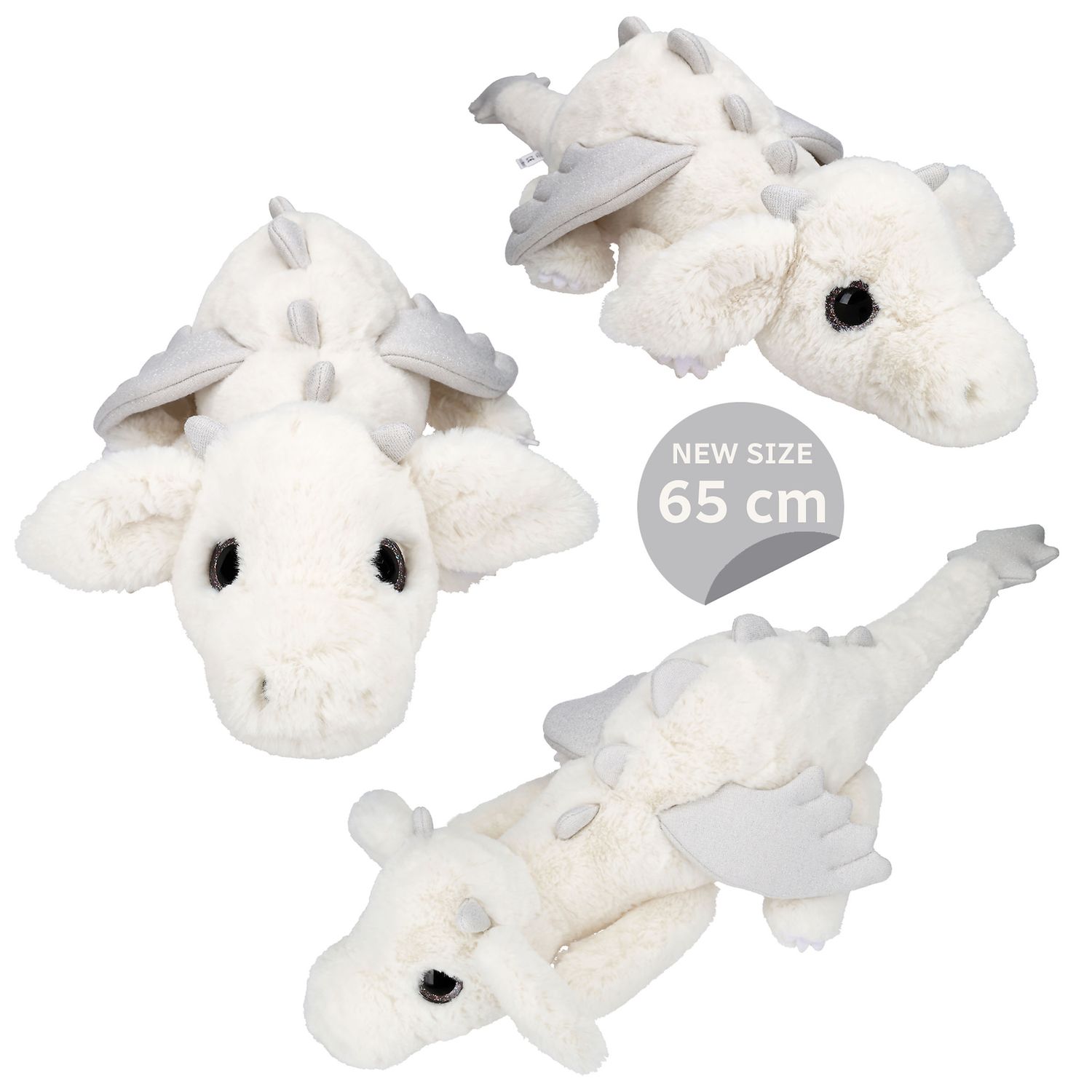 SNUKIS knuffel draak wit 65cm