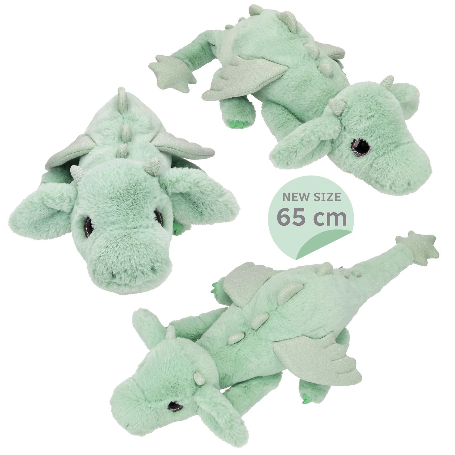 SNUKIS knuffel draak groen 65cm