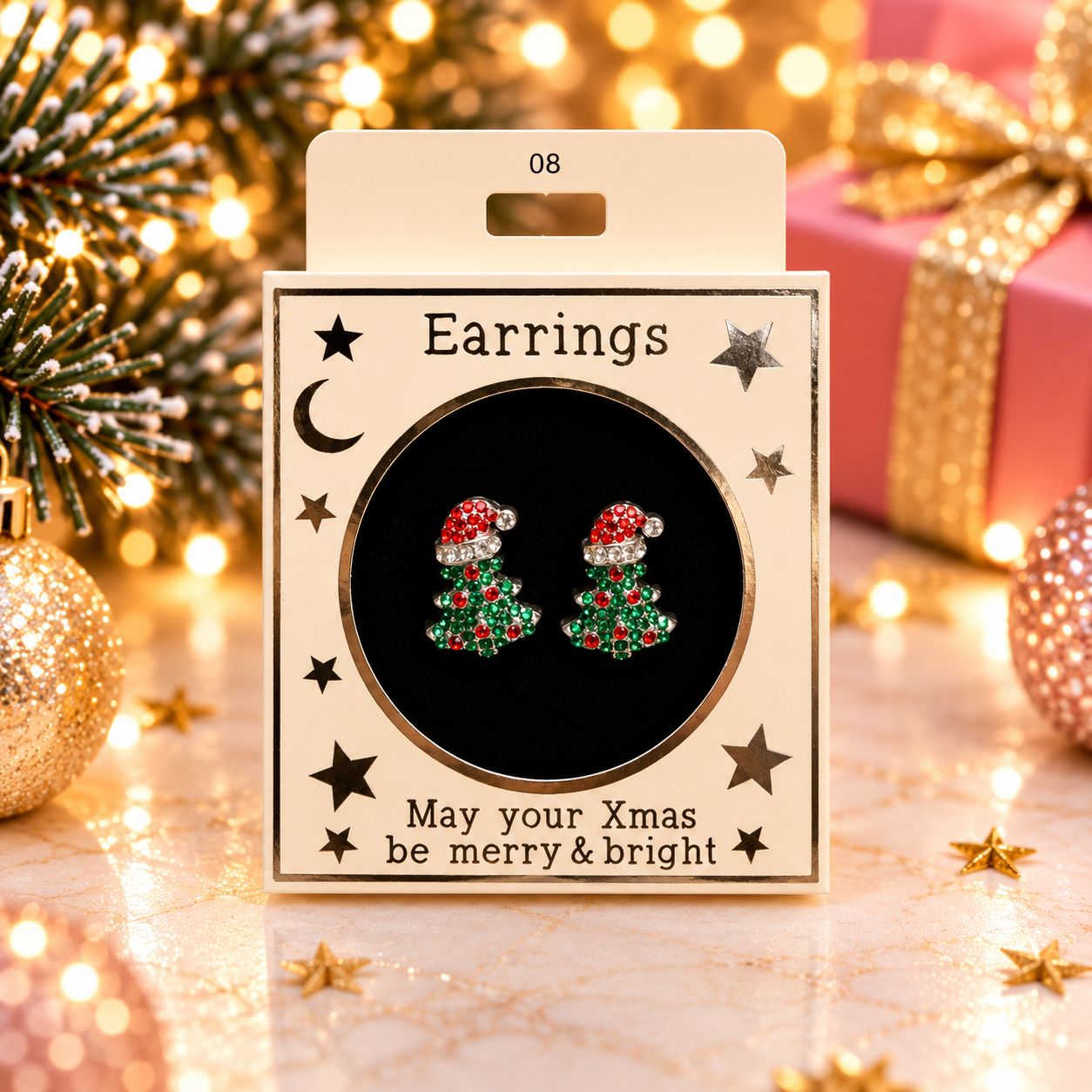 Kerst oorbellen motief 8 kerstboom zilver