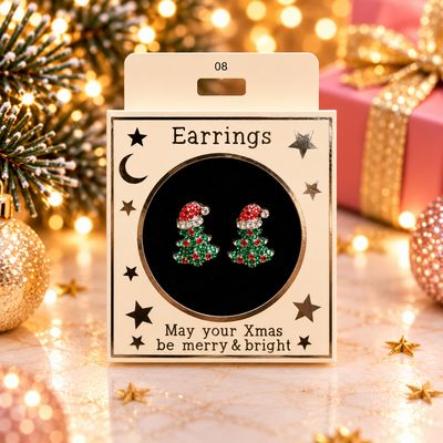 Kerst oorbellen motief 8 kerstboom zilver