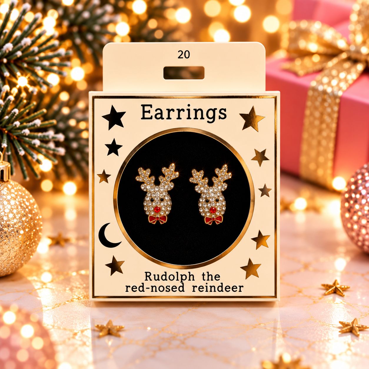 Kerst oorbellen motief 20 Rudolph zilver