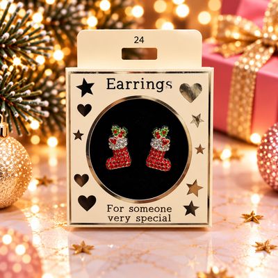 Kerst oorbellen motief 24 kerstsokken zilver