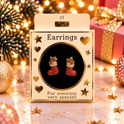Kerst oorbellen motief 23 kerstsokken goud