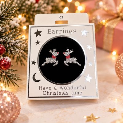 Kerst oorbellen motief 2 rendier zilver