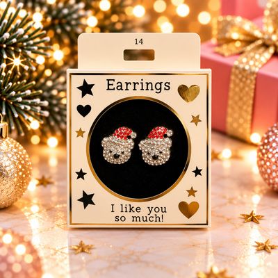 Kerst oorbellen motief 14 kerstbeertje zilver