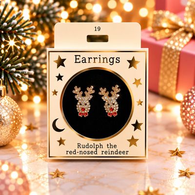 Kerst oorbellen motief 19 Rudolph goud
