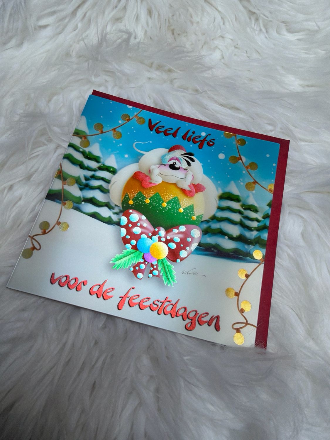Diddl 3D kerstkaart 1