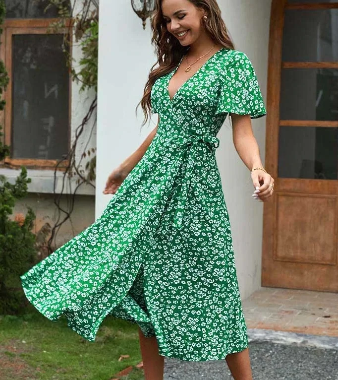 Green Boho Summer Dress