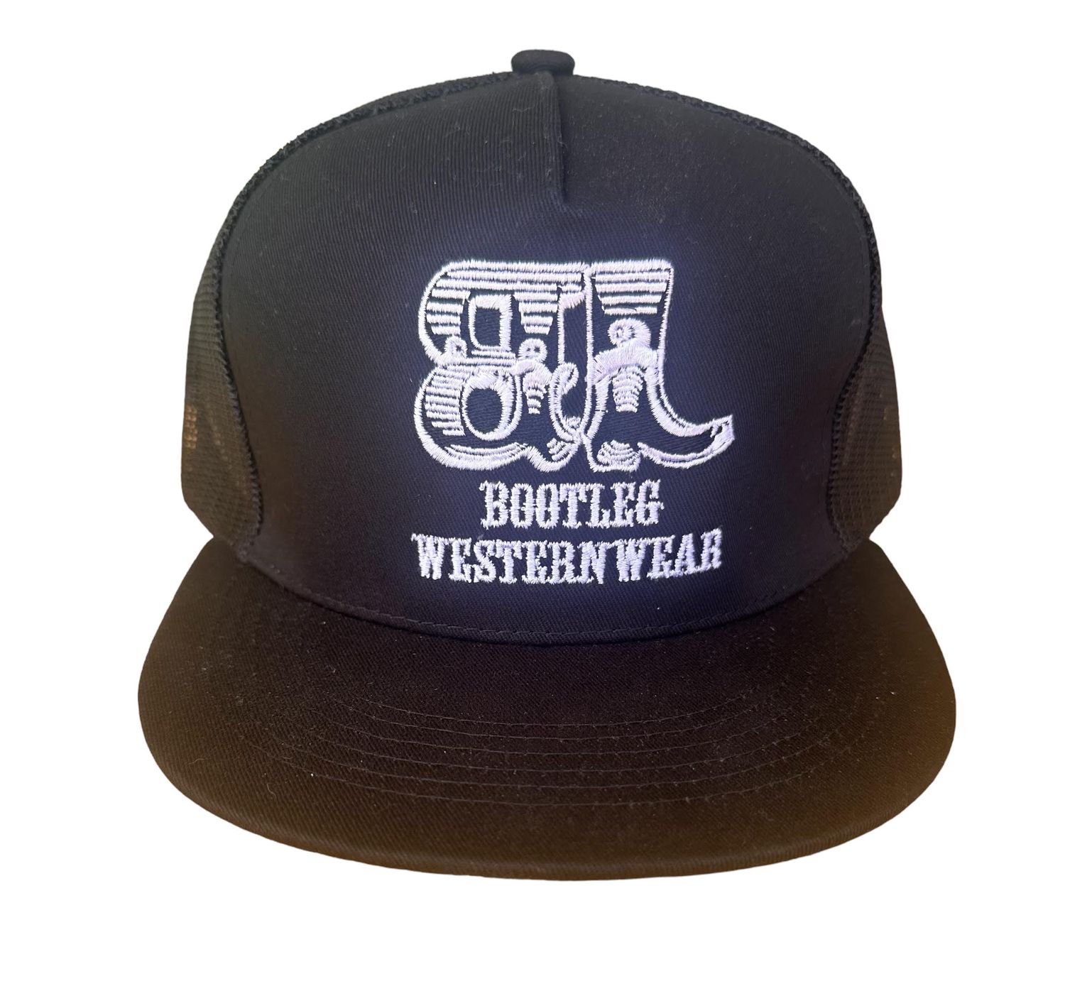Embroidered Flat Bill Trucker Hat