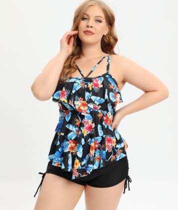 2 Piece Womens Dress Floral Swimsuit