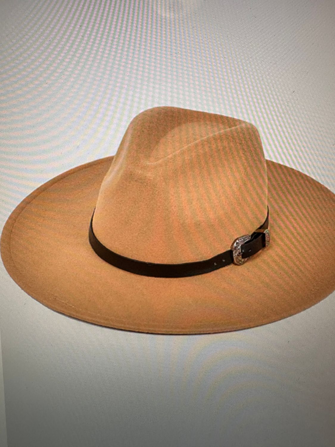 Camel Leather Buckle Fedora