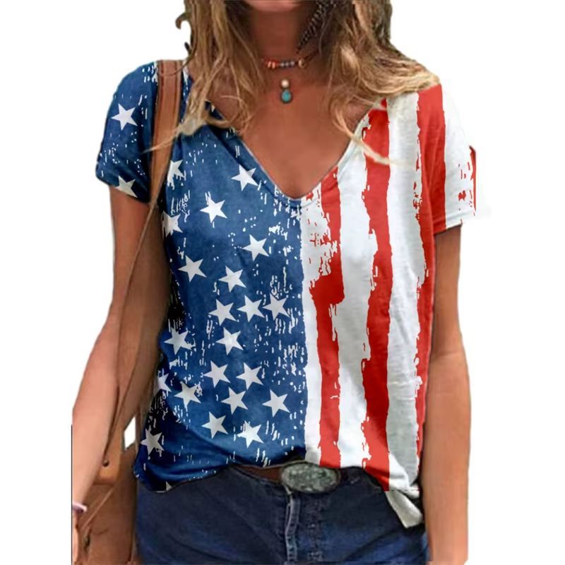 Custom  Womens Independence Day V-Neck Shirt