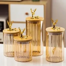 Sealed Glass Sugar Jar Nuts Coffee Beans Grain Storage Jar Glass Tea Jar Kitchen Food Storage Container Bottle Jar