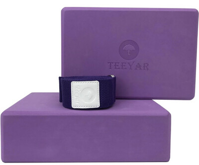 Yoga Block and Strap Set - Teeyar 2 Pack 3 Inch(High Density)
