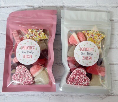 Personalised hen party sweet pouches