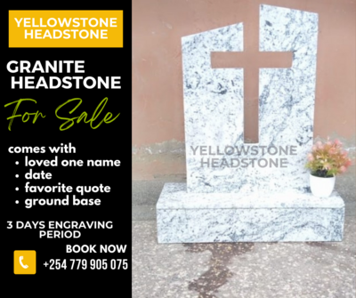 Granite Memorial Headstone with Cut-Out Cross