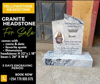 Granite Upright headstone, gravestone, or tombstone with Flower base