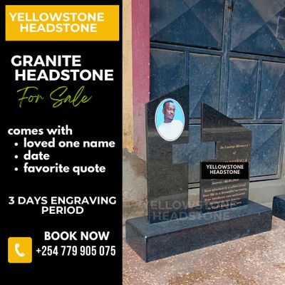 Granite Memorial Headstone with Cut-Out Cross