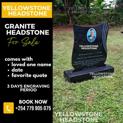 black/white rose shape granite headstone