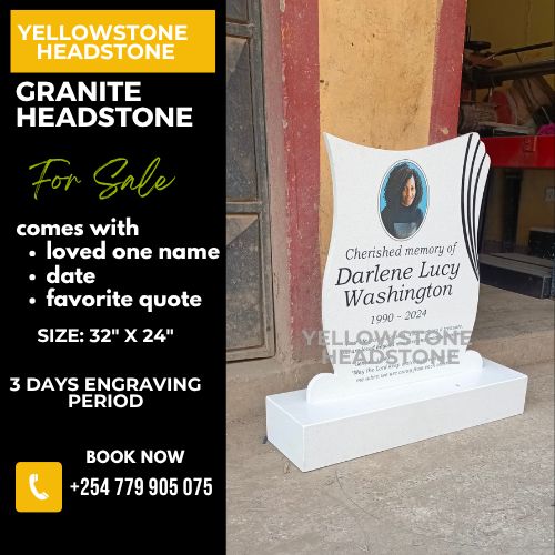 black/white rose shape granite headstone