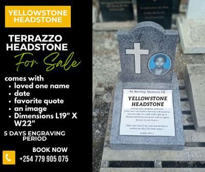 grey terrazzo headstone