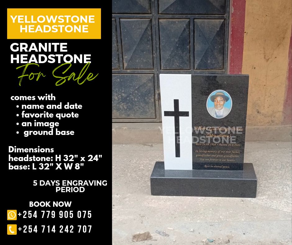 4 cm black Granite Headstone with cross