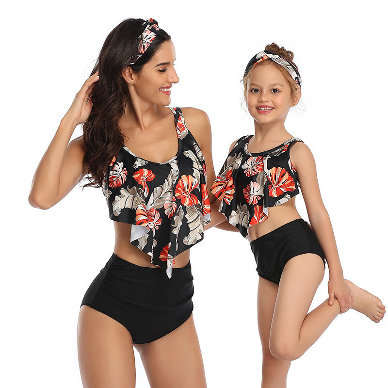 Family Matching Outfits Swimwear Mother Kids One Piece Swimsuit