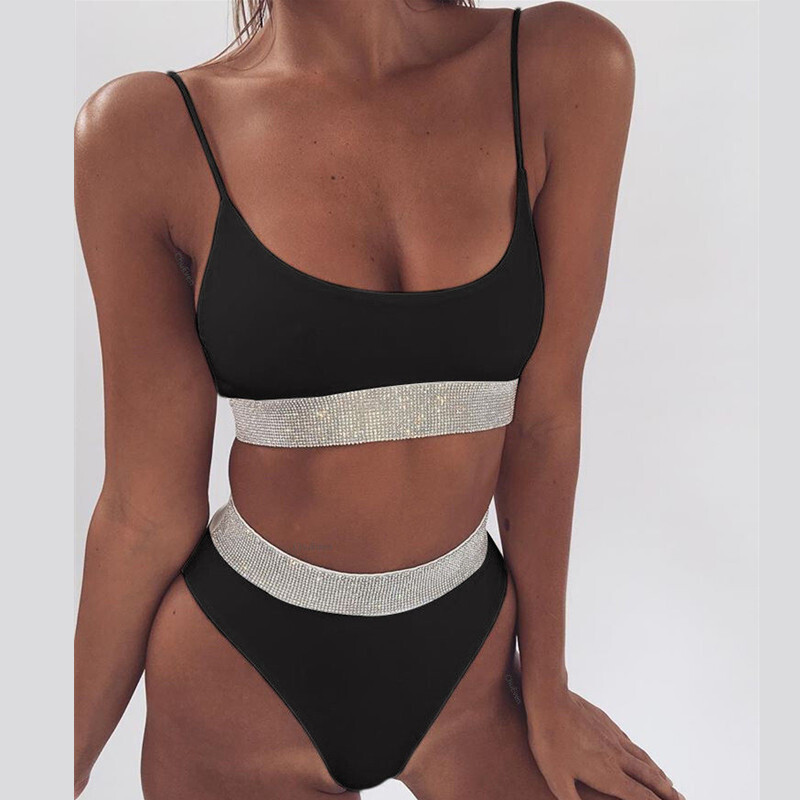 Women Push-up Padded Bikini Set Sexy Sparkling Swimwear Swimsuit