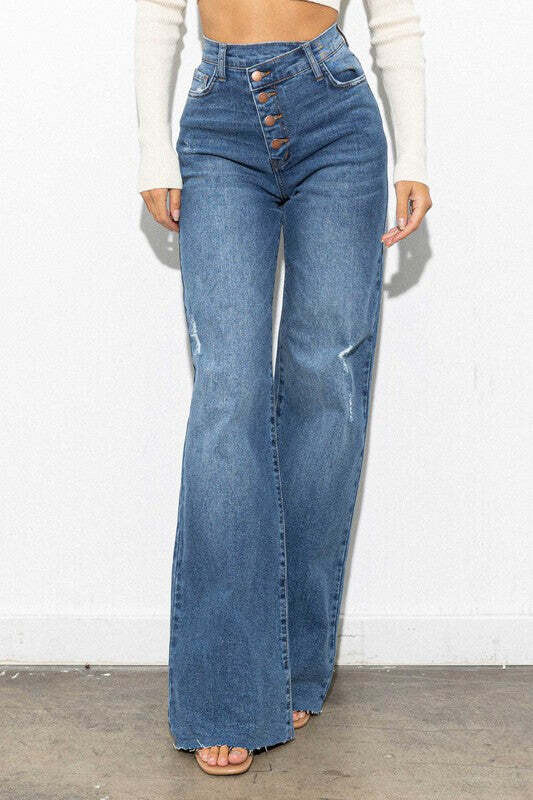 CRISS CROSS HIGH WAISTED WIDE LEG, size: 11, color: Medium Stone