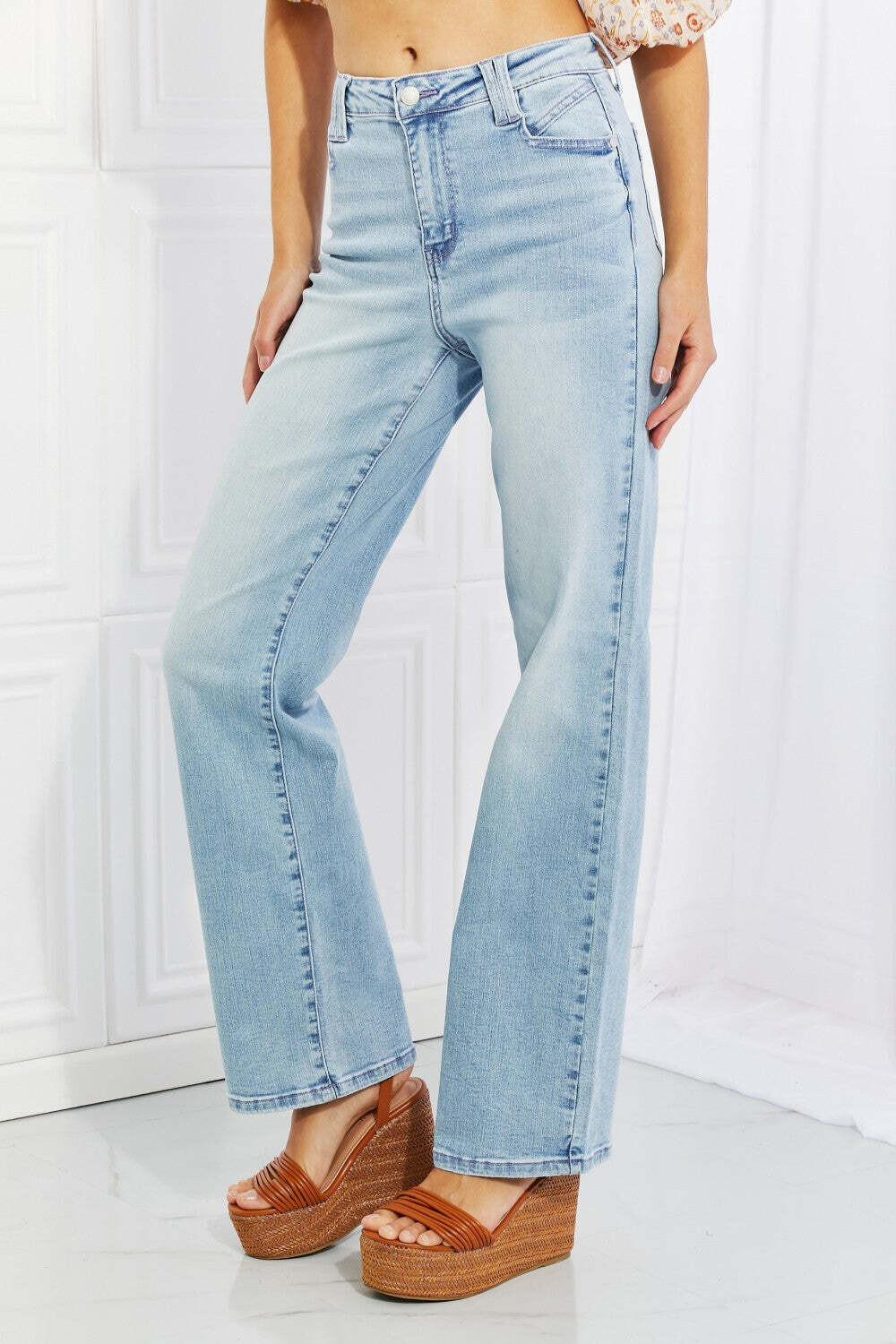Judy Blue Harper High Waist Wide Leg Jeans, Size: 1(25), Color: Light