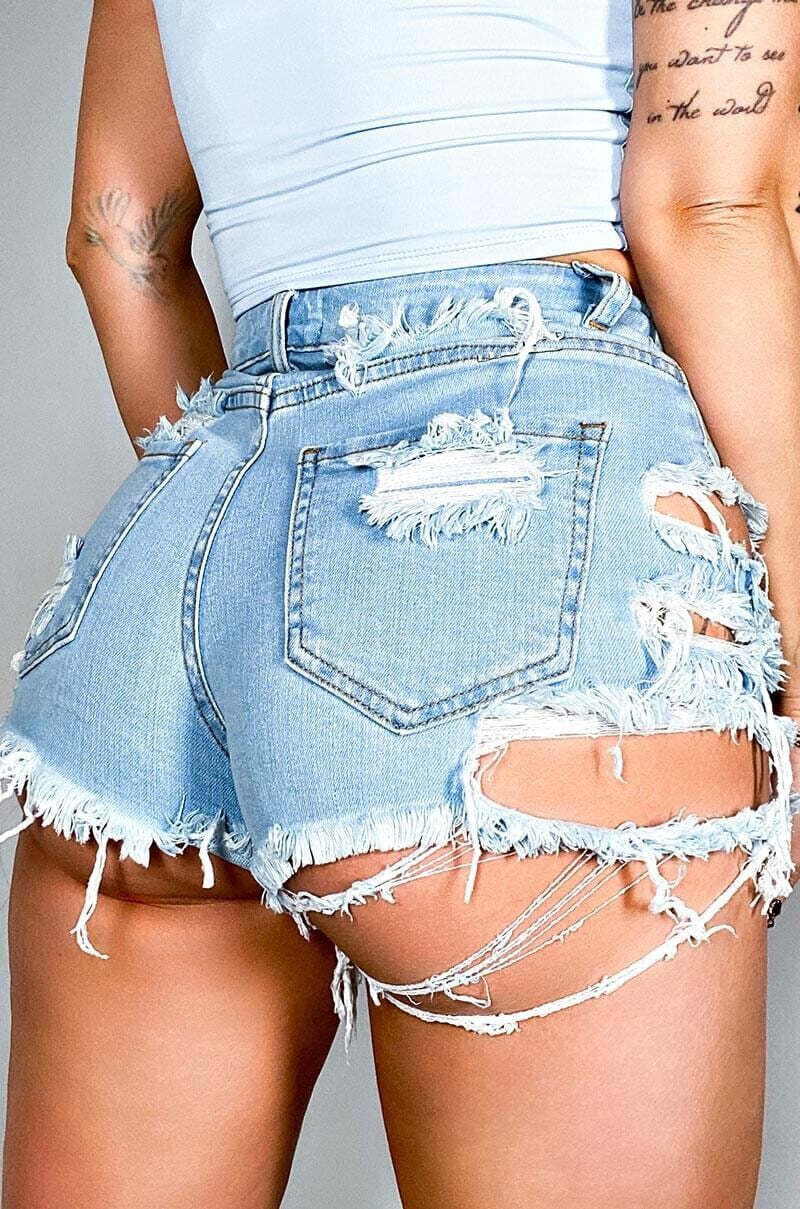 Hot sale summer woman sexy Ripped denim shorts high waist irregular, Size: S