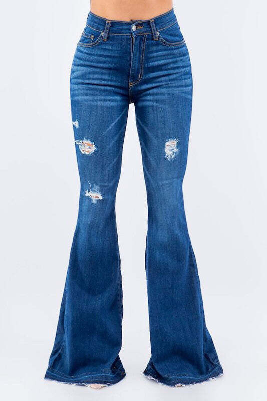 Amber Bell Bottom Jean, size: 3, color: Medium Wash