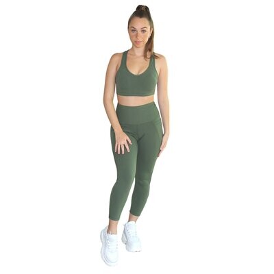 Om High Rise 7/8 Yoga Leggings - Green