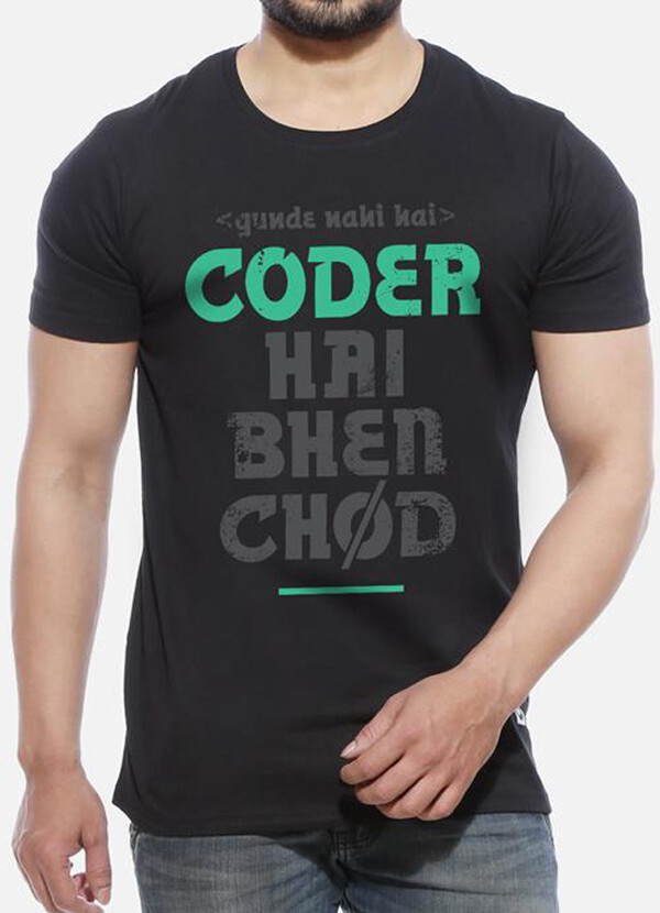 Coder - Black Men&#39;s Developer Half Sleeve T Shirt