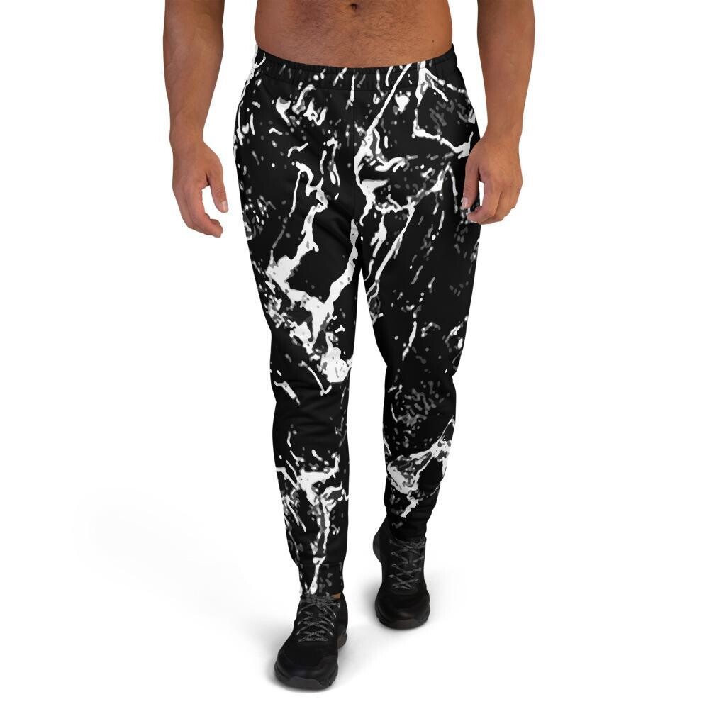Men&#39;s Premium Black Marble Joggers, Size: XS