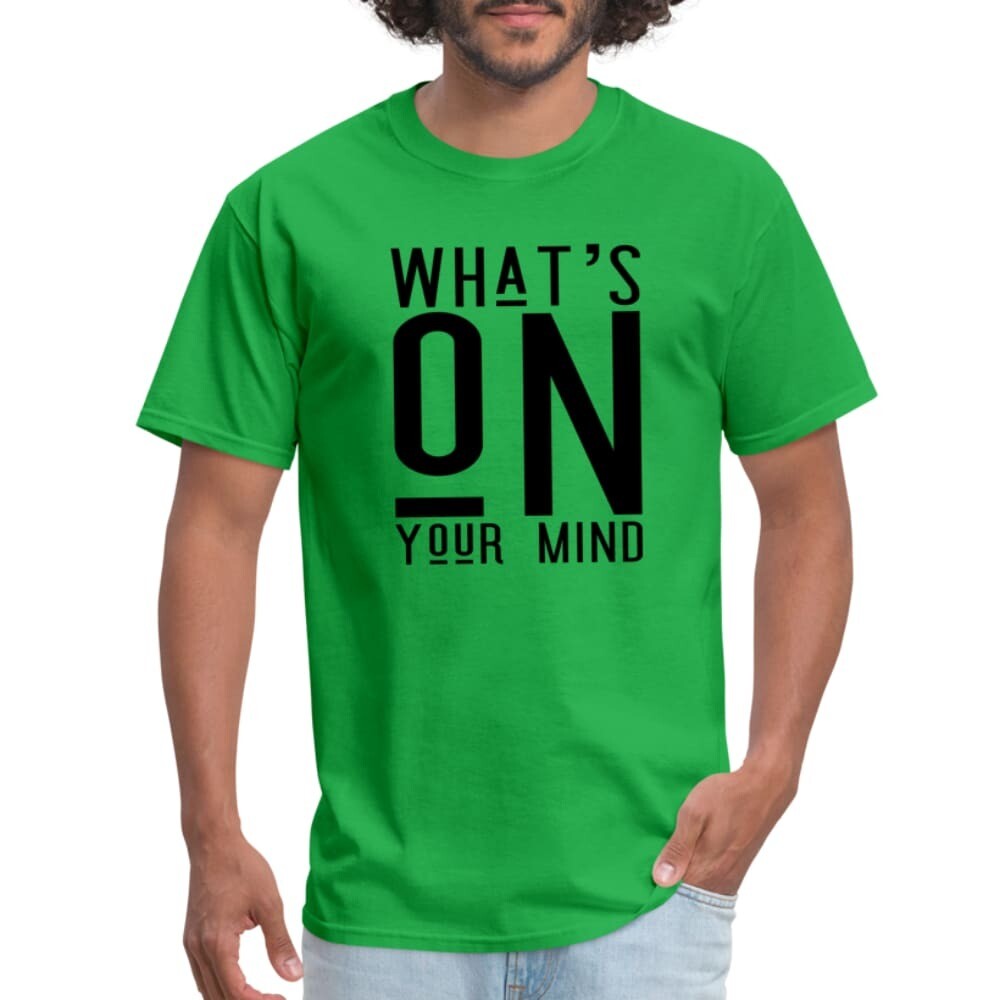 T-Shirt, What&#39;s On Your Mind Print, Size: 5XL, Color: bright green
