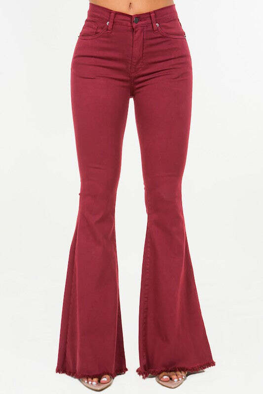Bell Bottom Jean in Wine, size: 13, color: Burgundy