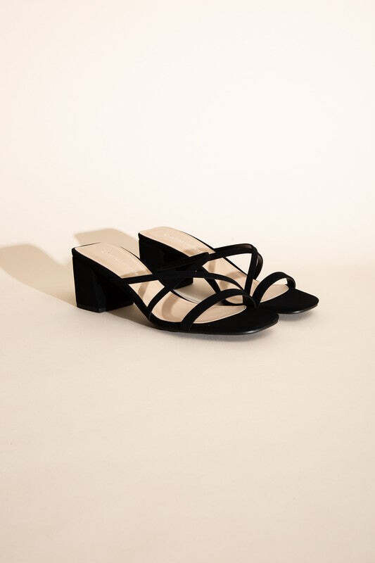 CRIMP-S MULE SANDAL HEELS, size: 5.5, color: BLACK