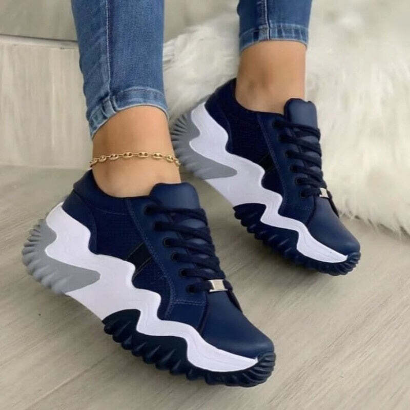 Thick Bottom Canvas Casual Shoes Summer Women&#39;s Sneakers, Color: Navy Blue, Shoe Size: 9